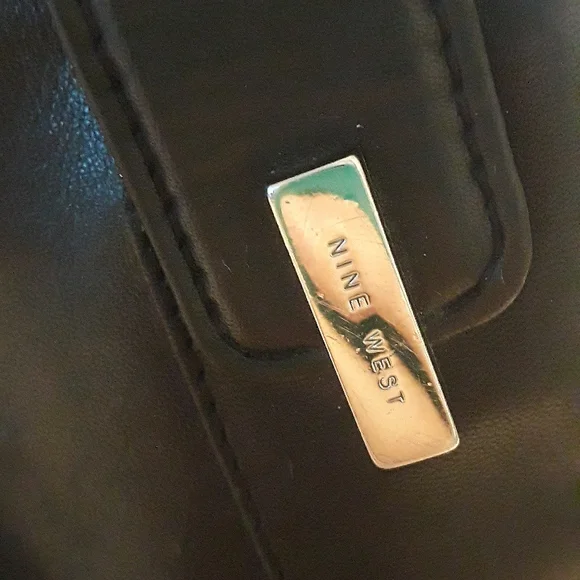 Vintage 90s 100% Leather Nine West Black Shoulder Bag - Picture 4 of 15